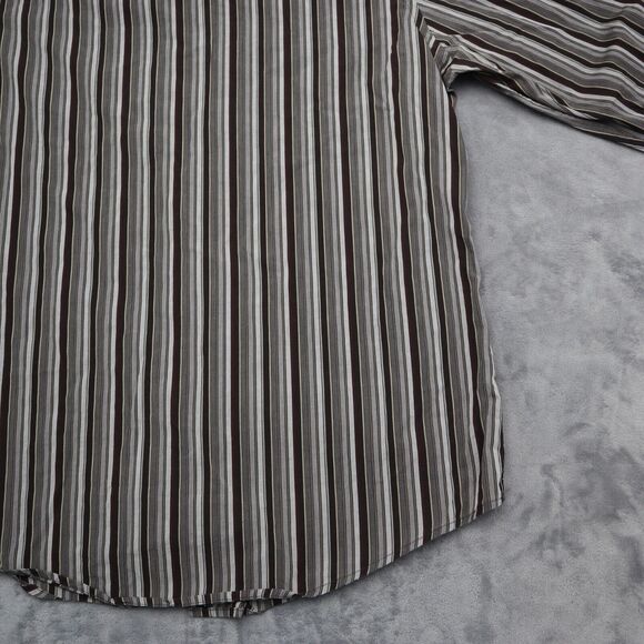 Perry Ellis Shirt Mens L Black Long Sleeve Striped Collared Casual Button Up - Picture 15 of 16